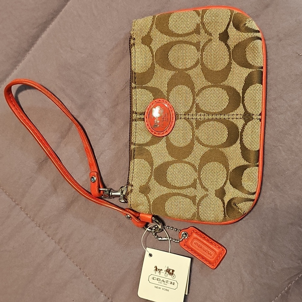 Coach Wristlet in Tan and Orange